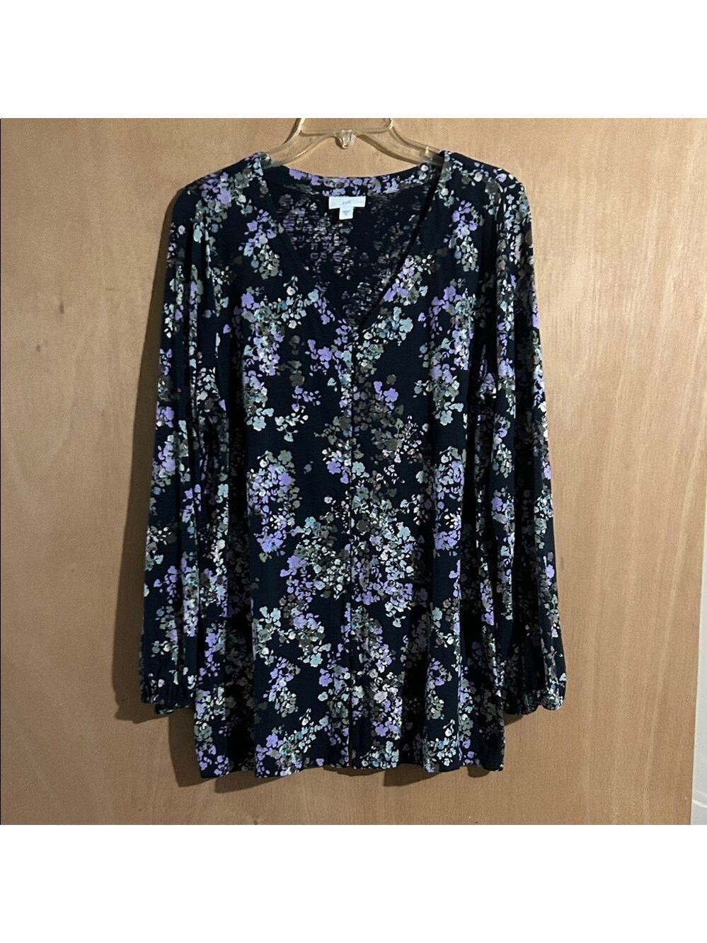 J. Jill Black and Purple Floral Blouse